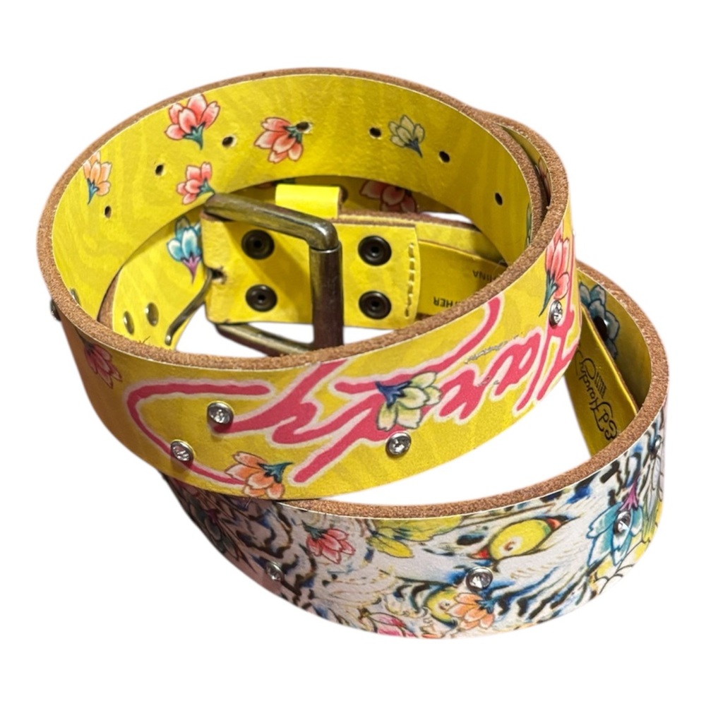 Ed Hardy Yellow Floral and Tiger Belt
